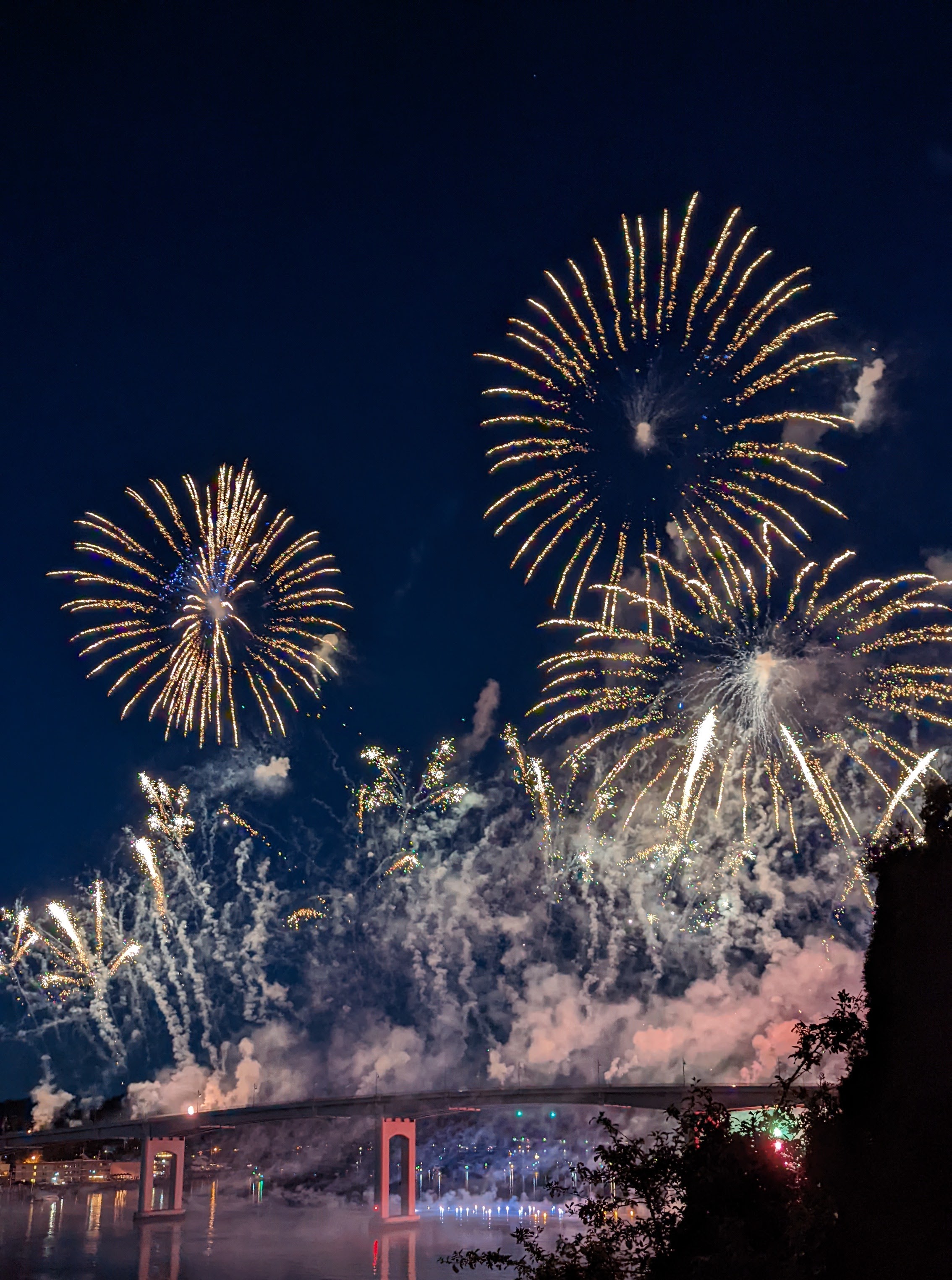 Fireworks over the Manette Bridge in Bremerton, WA
